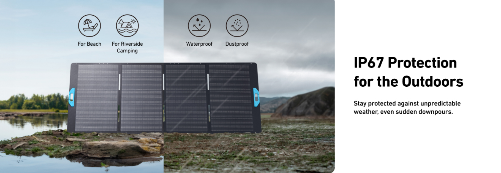 Anker SOLIX PS400 IP67 waterproof and dustproof solar panel graphic