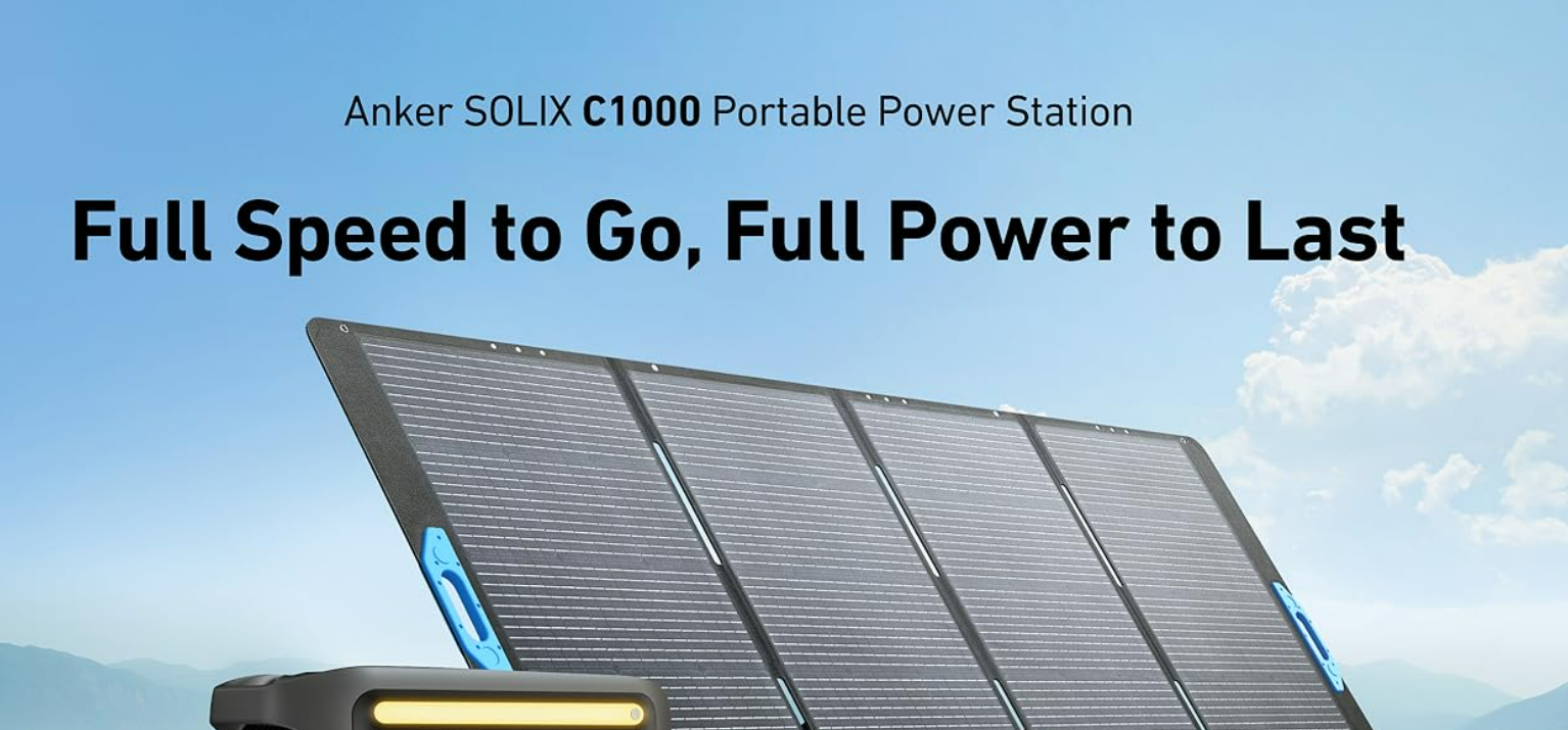 Anker SOLIX C1000 portable power station full speed and full power graphic