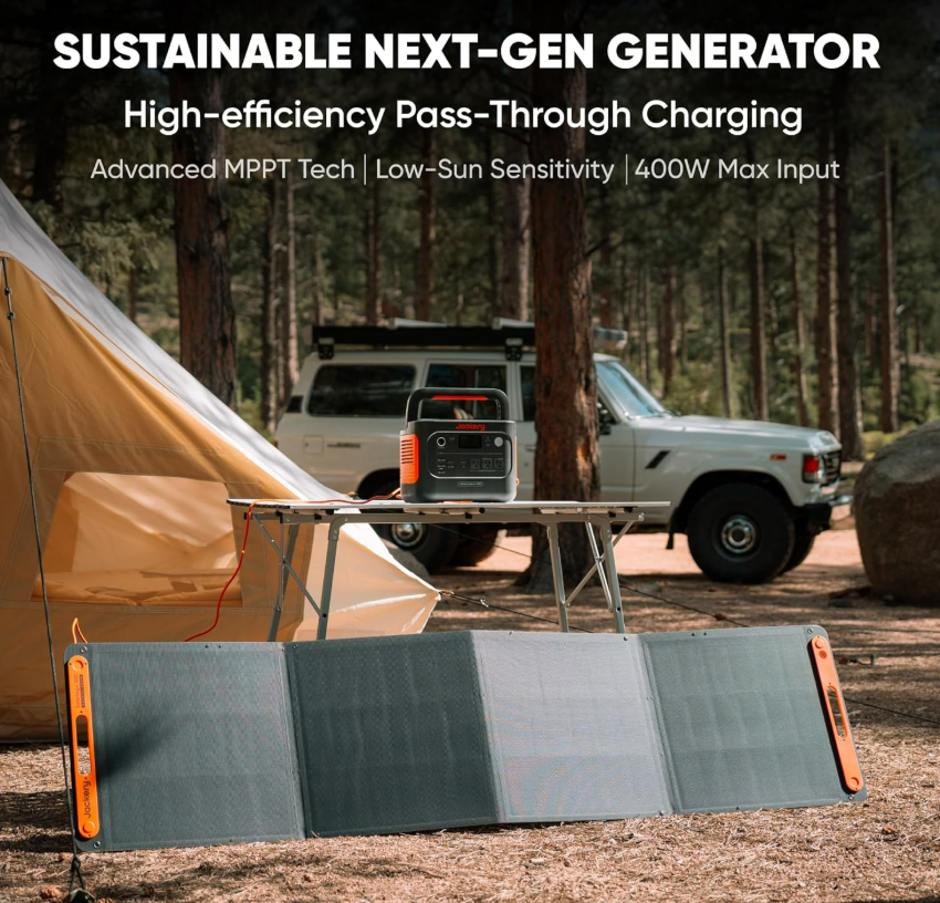 Jackery Explorer 1000 v2 sustainable generator with pass through charging and 400W max input