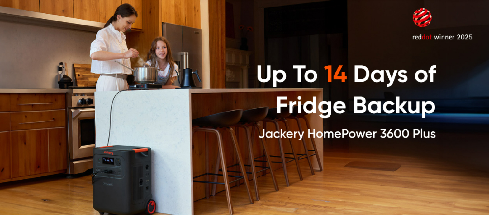 Jackery HomePower 3600 Plus up to 14 days fridge backup feature image