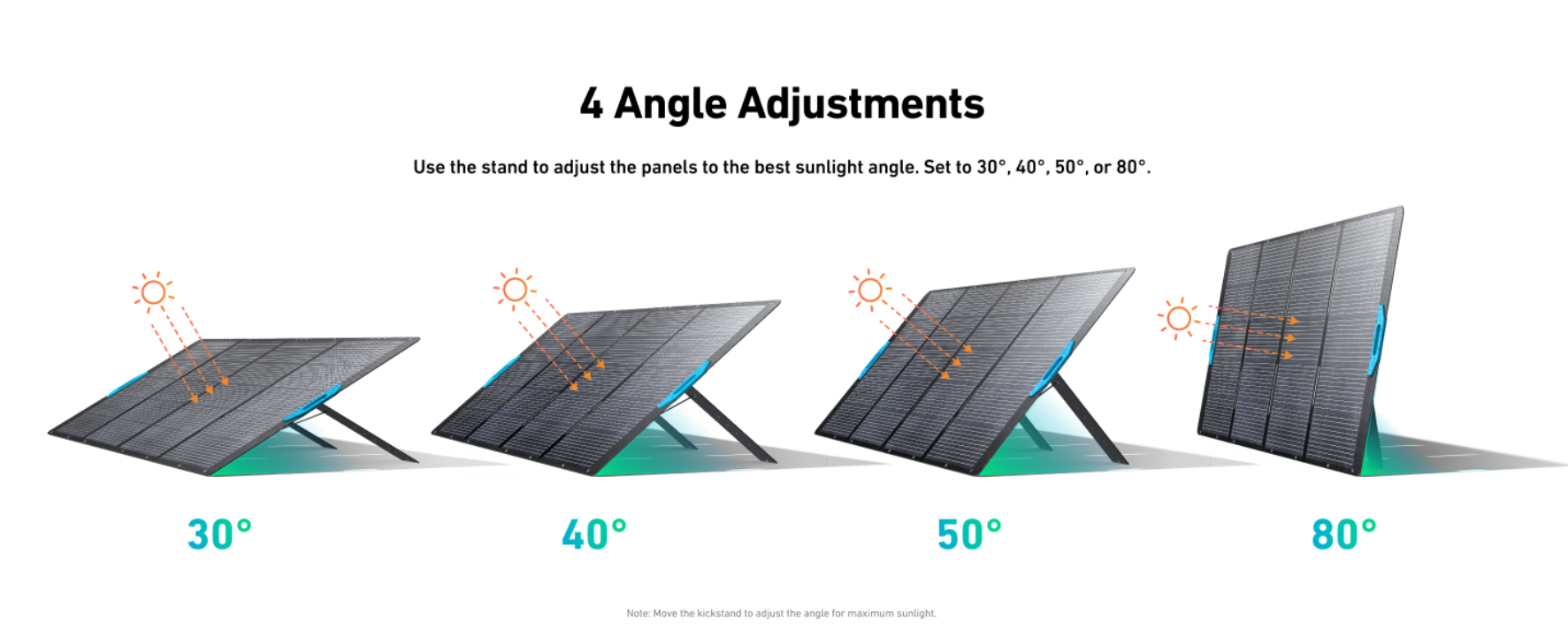Anker SOLIX PS400 solar panel four angle adjustments
